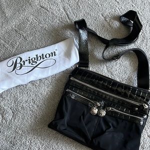 All black nylon Brighton crossbody bag